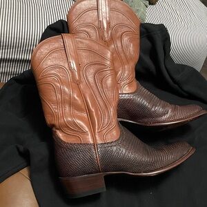 Tecovas the Nolan whiskey Lizard Cowboy Boots 10.5 ee
